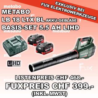 Metabo LB 18 LTX BL Akku-Gebläse inkl. Basis-Set 5.5 Ah LiHD