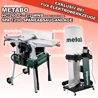 Metabo HC 260 C - 2,2 WNB Hobelmaschine & SPA 1200 W Späneabsauganlage