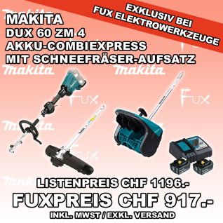 Makita DUX 60 ZM 4 Akku-CombiExpress mit Schneefräser-Aufsatz